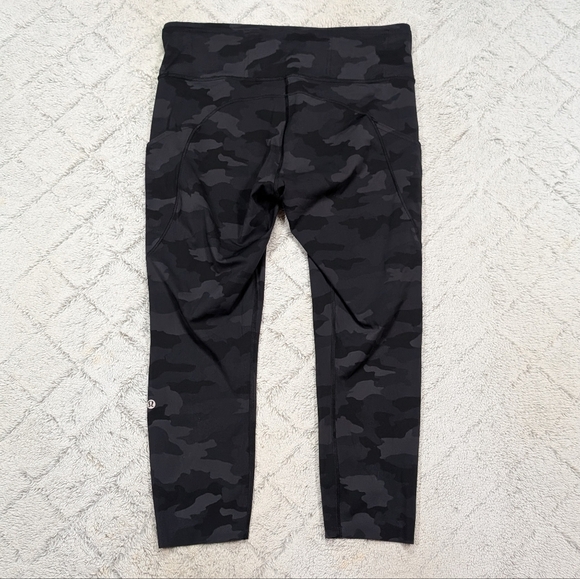 Lululemon Leggings Womens 12 Gray Incognito Camo Fast Free Hi Rise Crop 23” - Picture 9 of 12